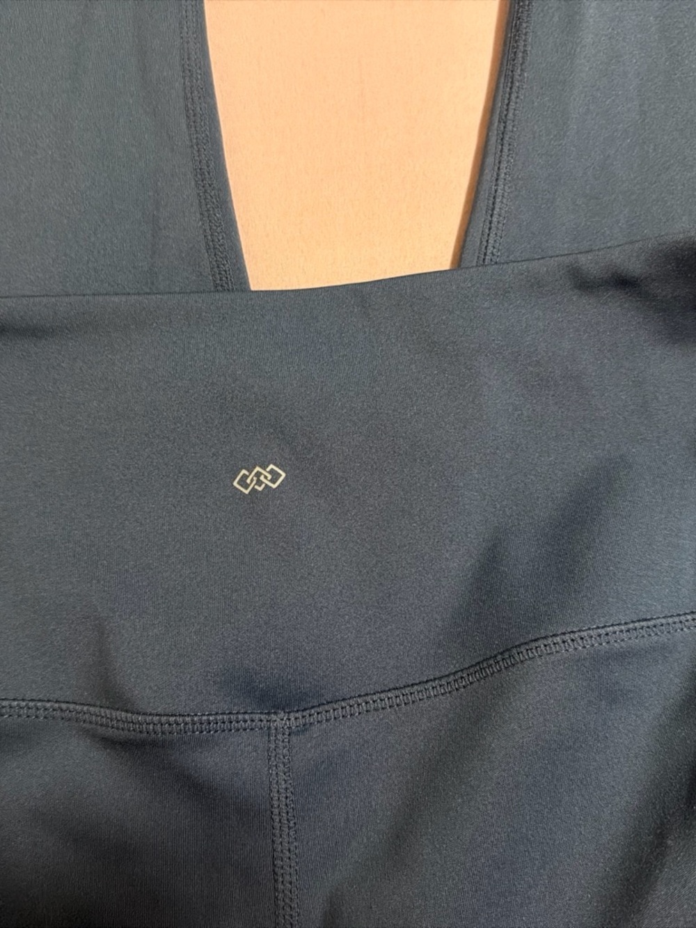 Blue High-Waist Active Leggings with Subtle Logo